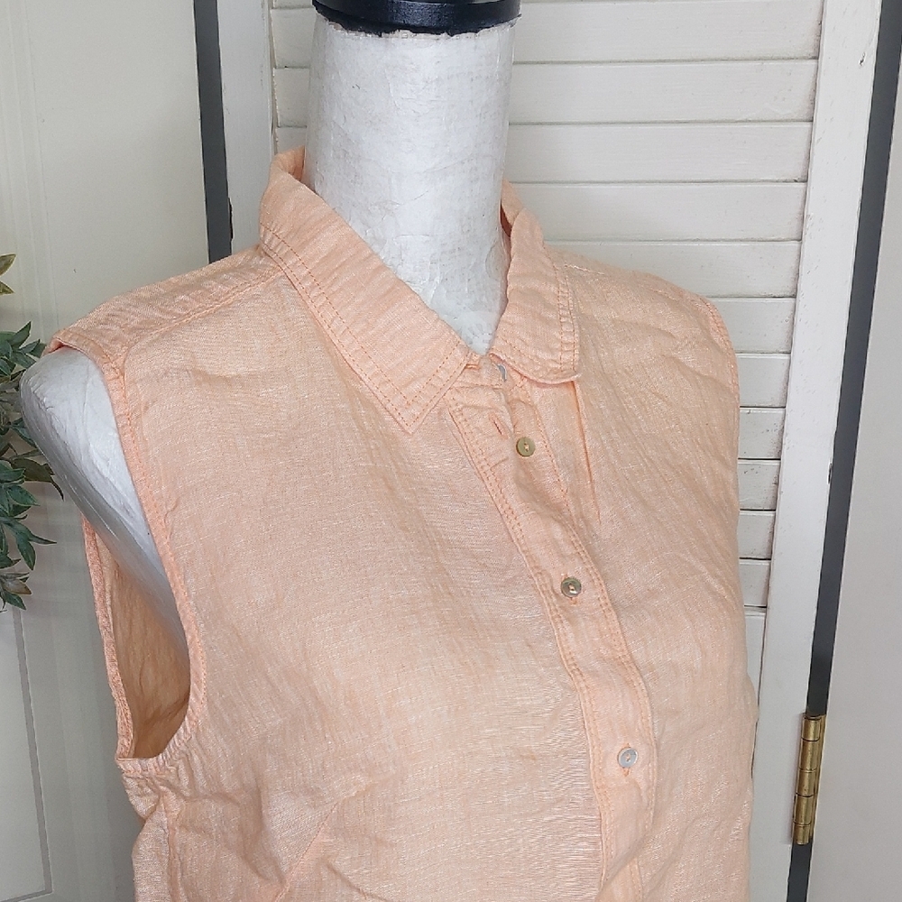5 For 25! Sleeveless Linen Top, Peach - Picture 8 of 10
